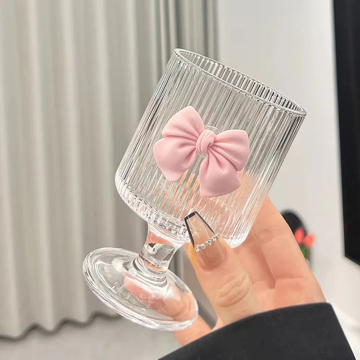 Chic Bowknot clear ribbed glass