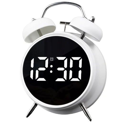 Wakee: Retro LED Alarm Clock with Twin Bells – Extra Loud Battery-Powered Clock for Heavy Sleepers, Stylish Wake-Ups & Desk or Bedroom Decor
